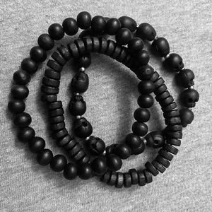Mens Beaded Bracelet Set - H&M Black